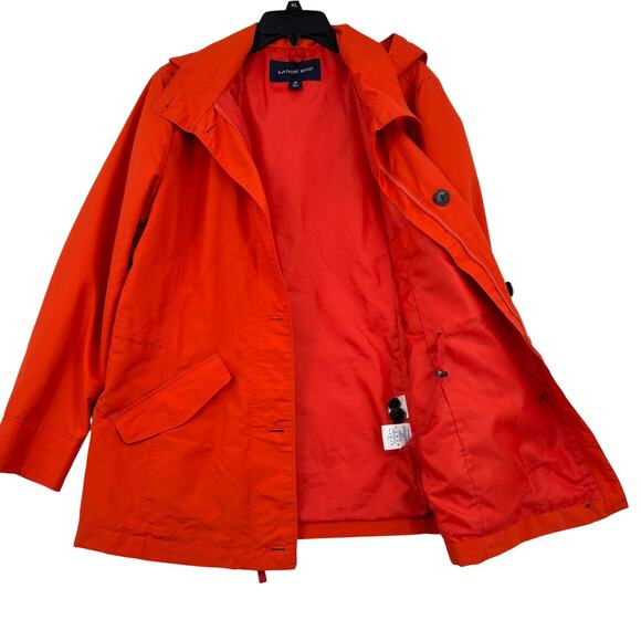 Lands' End Jacket Size M Orange Hooded Nylon Water Resistant Lined Windbreaker - Picture 6 of 13